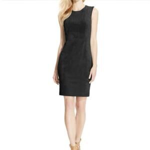 Calvin Klein Collection Black Suede Sleeveless Sheath Dress Midi Size 8 CD6UD400